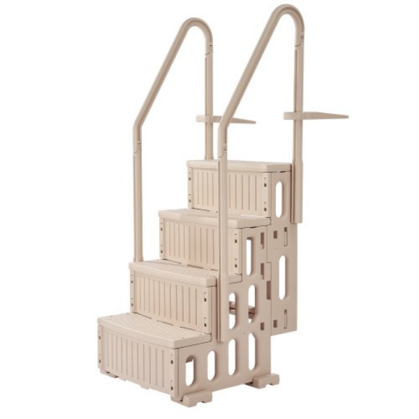 DXYCTLTSFSSL7S7BSV0 400 lbs for 48-54 in. Pools 4-Step Ladder Double Handrails Support - Taupe