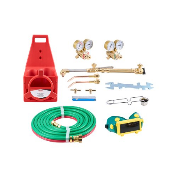 Picture of Vevor HJGJTJKQYGST2TTQYV0 Gas Welding Cutting Set & Cylinder Holder Oxygen Acetylene Torch Kit - 14 Piece