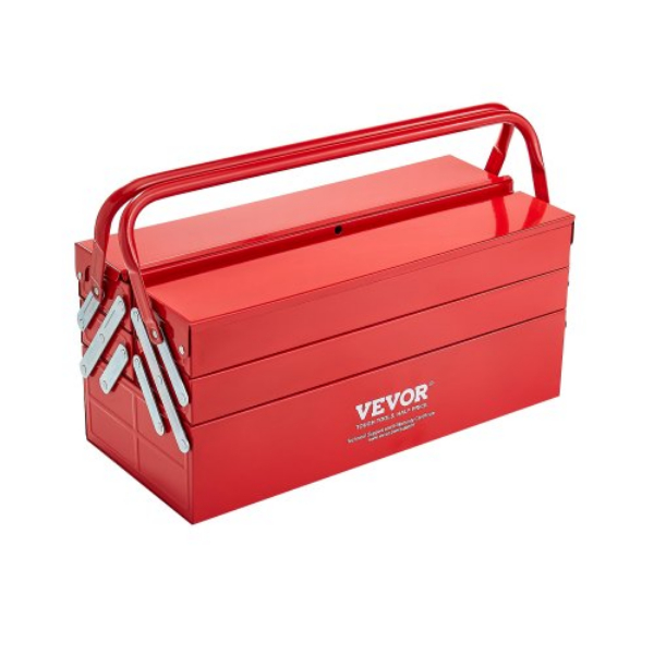 Picture of Vevor FDSBXSGJX18IMMLQMV0 18-in. 3-Tier 5-Tray Folding Cantilever Toolbox with Handle - Red
