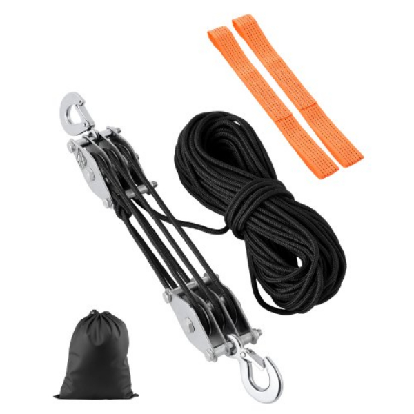 100 ft. 4400 lbs 5-1 Lifting Ratio Rope Hoist Pulley System Block & Tackle