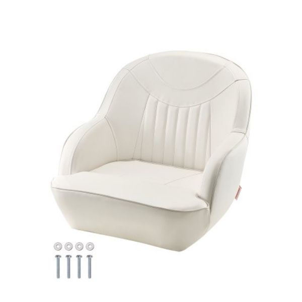 Picture of Vevor CZZYZDWFZBSBJKGMK001V0 Low Backrest Flip Up Boat Seat Captain Bucket Seat&#44; White