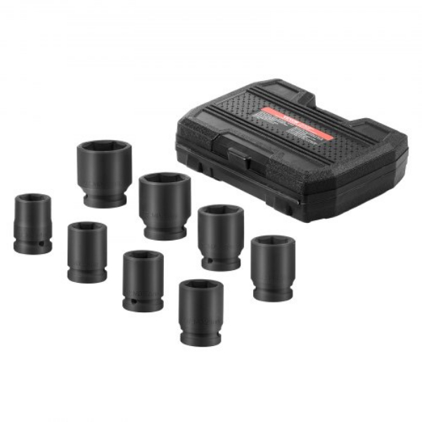 Picture of Vevor ZLMTTCZLM346RSOKVV0 0.75 in. 6-Point Axle Nut Impact Metric Spindle Socket Set Drive - 8 Piece