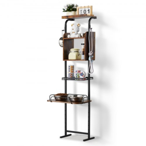 Picture of Vevor BGSJSCWHSWJ1A05ROV0 Pet Feeding Station with Storage Dog Food & Toy Organizer Raised Bowls&#44; Black