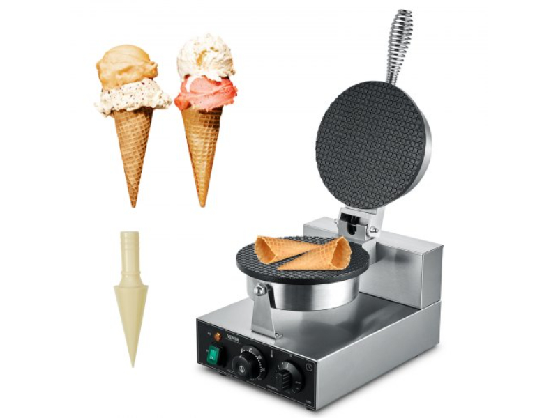 SYBJLTTHFBJDEUE83V1 1230W Electric Ice Cream Maker Commercial Waffle Cone Egg Roll - Silver
