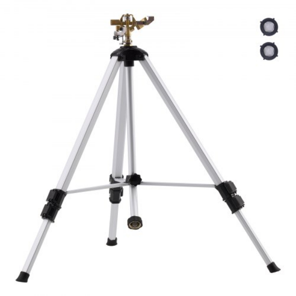 SJJSSQZXPJCJB00UFV0 0.75 in. Connector 360 Degree Large Area Coverage Brass Head Heavy Duty Tripod Sprinklers - Gray