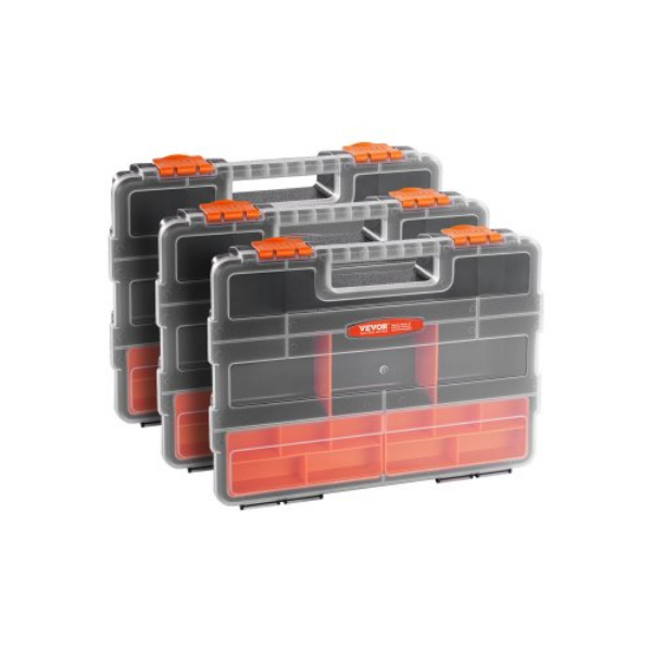 STSGJSNXXHDM314JPV0 Single Sided Removable Divider Small Parts 21-Compartment Organizer Box - Pack of 3
