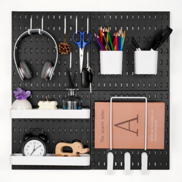 Picture of Vevor GJGBHSSL11111EGUEV0 11 x 11 in. 4 Panels Wall Organizer Plastic Pegboard Combination Kit - Black