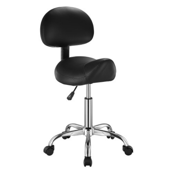 Picture of Vevor MADHSJSMADYKGSSYWV0 PU Leather Height Adjustable Backrest Saddle Swivel Stool - Black