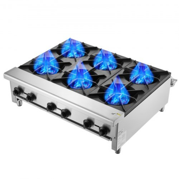 Picture of Vevor SYTSRQZBDJK685F0RV0 Kitchen Commercial Gas Range Stove 6 Burners Cooking Counter Top
