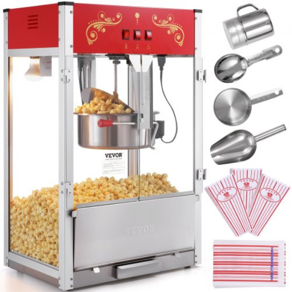Picture of Vevor TSBMHJ16OZ14CQR1LV1 1615W 16 oz Countertop Popcorn Popper Maker Machine - Red