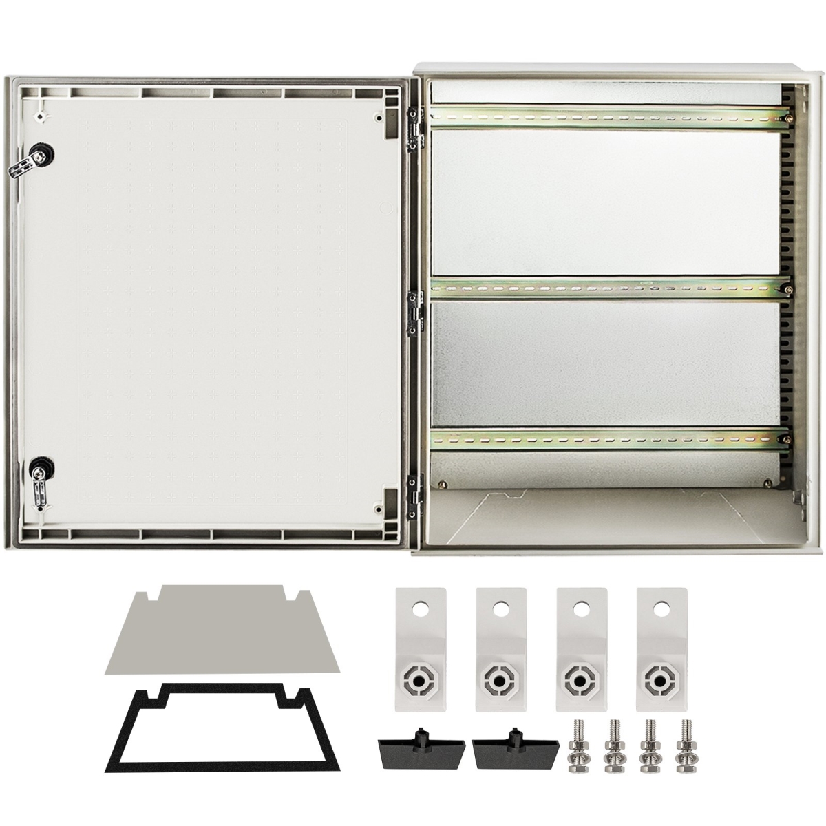Picture of Vevor DQXFSBLG60X50X231V0 24 x 20 x 9 in. NEMA 4X Fiberglass Electrical Steel Enclosure with Mounting Plate
