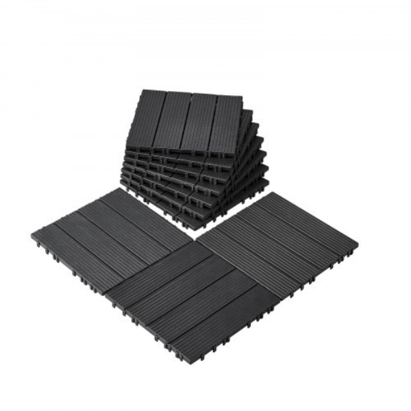 HDDBSL4TBTSHMUMU2V0 12 x 12 in. Plastic for Porch Interlocking Deck Tiles, Dark Gray - Pack of 10