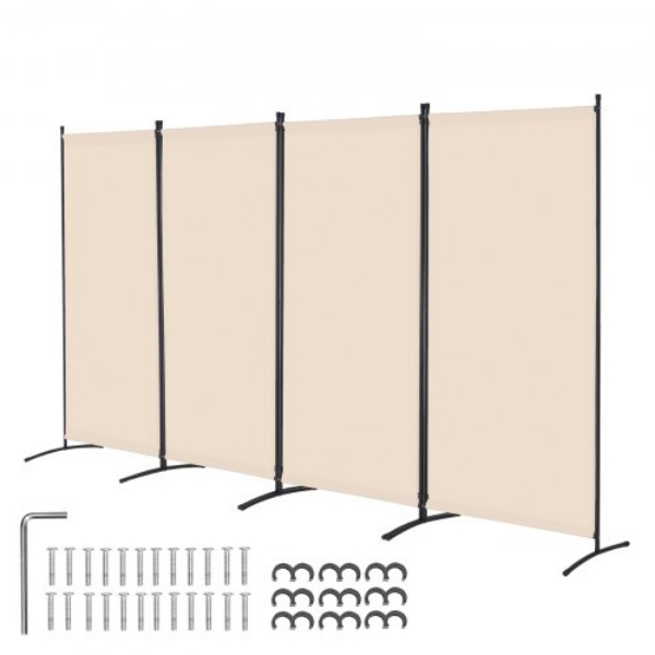 BLFWFGQ4MB348QKQ9V0 4 Panel Freestanding Folding Privacy Screen & Portable Room Divider - Beige