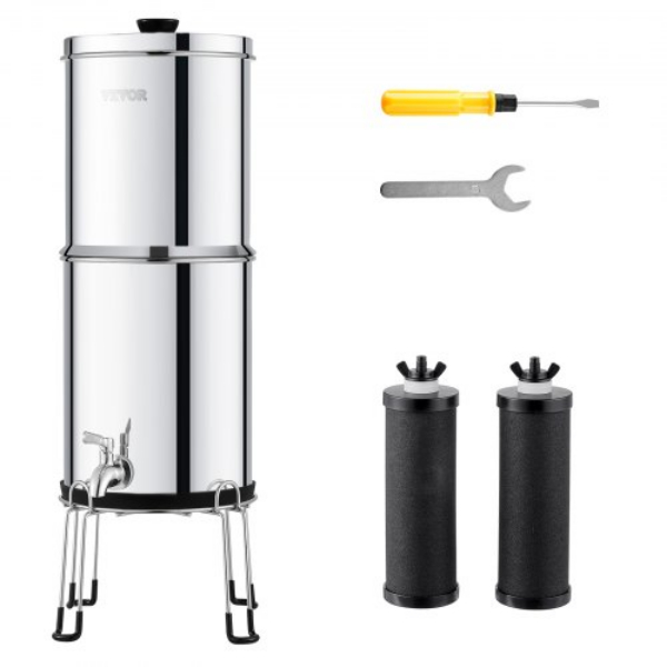 Picture of Vevor ZLLSQ225GALHAEPZ2V0 2.25G 2 Filters Countertop System Stainless Steel Gravity-fed Water Filter