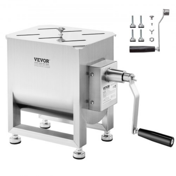 Picture of Vevor SYRLJBJBKQXKXAJIU001V0 15L Tank Maximum Sausage Manual Meat Mixer Machine - Silver