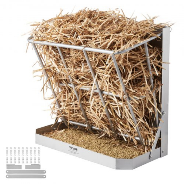 Picture of Vevor SCWSQEHYBGSWCN87VV0 2 in 1 Wall Mounted Goat Hay & Grain Feeder&#44; 21 Gallons