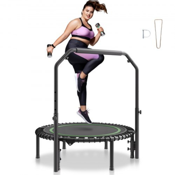 Picture of Vevor YXJSBCDBSKZD3PBB6V0 40 in. Foldable Mini Fitness Trampoline Adults Exercise Rebounder with Handle - Black & Green