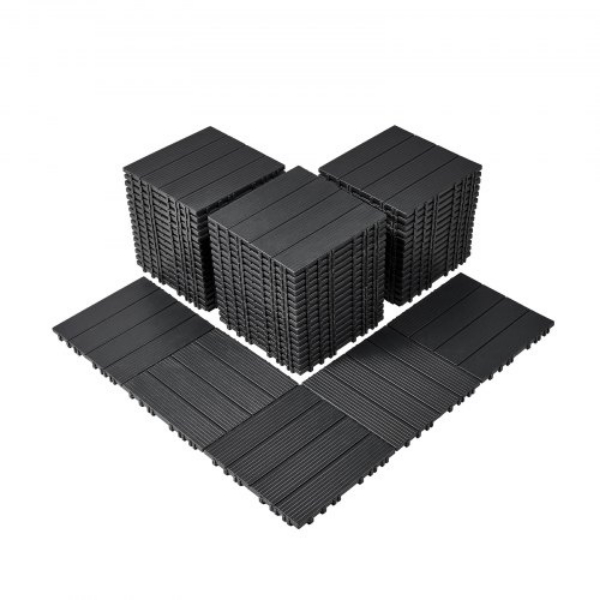 HDDBSL4TBTSHY207SV0 12 x 12 in. Plastic Interlocking Deck Tiles for Porch, Dark Gray - Pack of 54