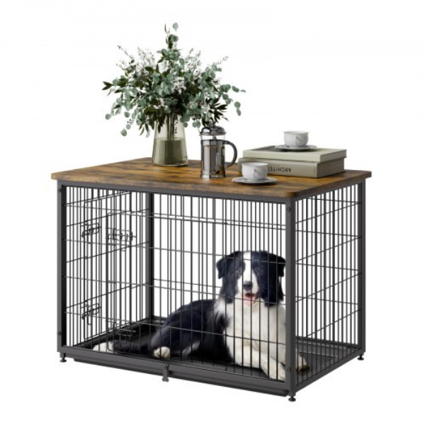 Picture of Vevor ZWJJSG38INCH2T0P1V0 38 in. Dog Crate Furniture Indoor with Wooden Kennel & Tray Heavy Duty&#44; Brown