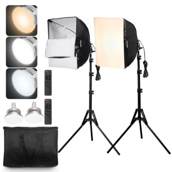 Picture of Vevor SYRGZMTZ1616XK6DGV1 16 x 16 in. Soft Box Lighting Kit 3000-6500K Adjustable for Shooting