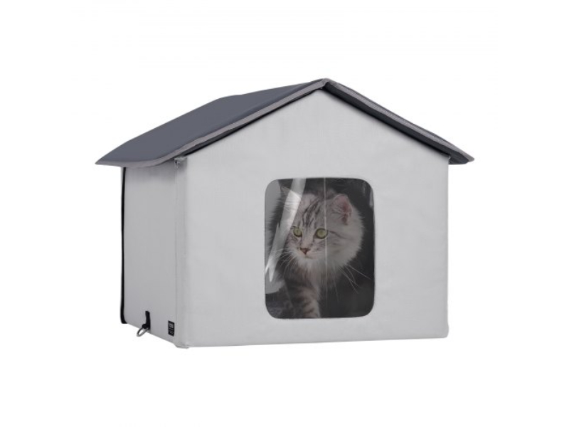 Picture of Vevor FWSBYMBHSNJBYZ78WV1 Cat House Foldable Kitty Shelter with Heated Pad - Gray