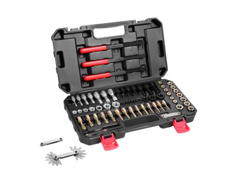 LWCXTZGYZ61PQ0GQLV0 Thread Chaser Set UNC UNF Metric Restorer Tool Rethreading - Red, Black, Gold & White - 61 Piece