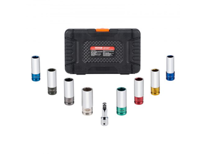ZLMTTTELM126RDPCTV0 0.5 in. Metric & SAE 6-Point Deep Drive Lug Nut Impact Socket Set