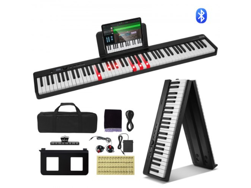 ZDSMGQ88JHSWE2MGMV9 88 Key Portable Foldable Bluetooth MIDI Keyboard Piano, Black