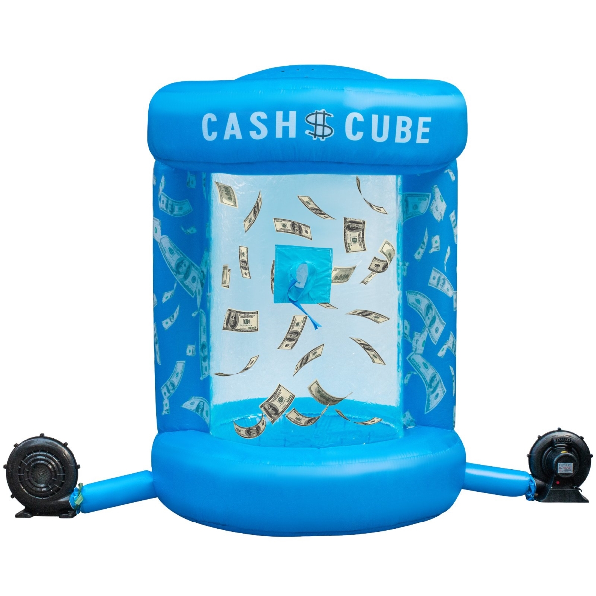 Picture of Vevor QQJLS000000000001V1 Inflatable Cash Cube with Two Blowers Inflatable Cash Cube Booth Blue Cash Cube Money Machine