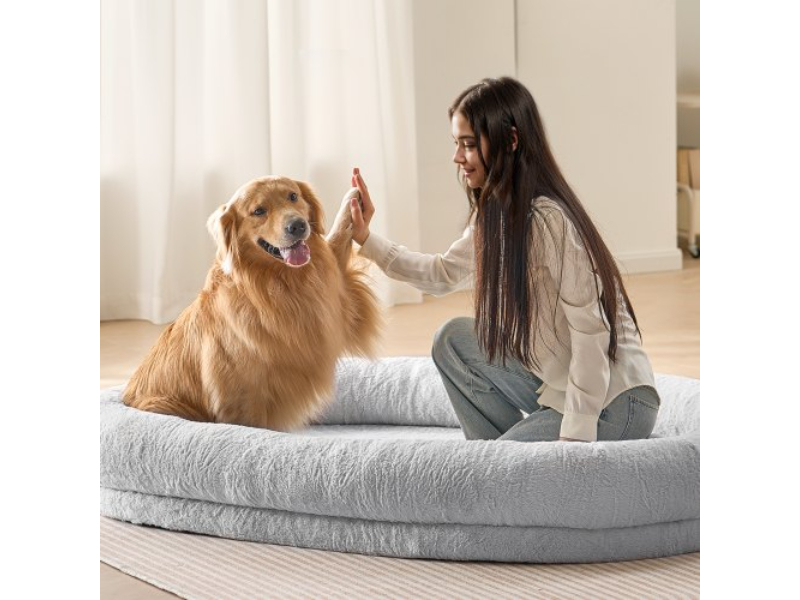 Picture of Vevor RLGCQBWTYXDMG98O7V0 72 x 48 x 10 in. Washable Faux Rabbit Fur Human Dog Bed - Large Size - Gray