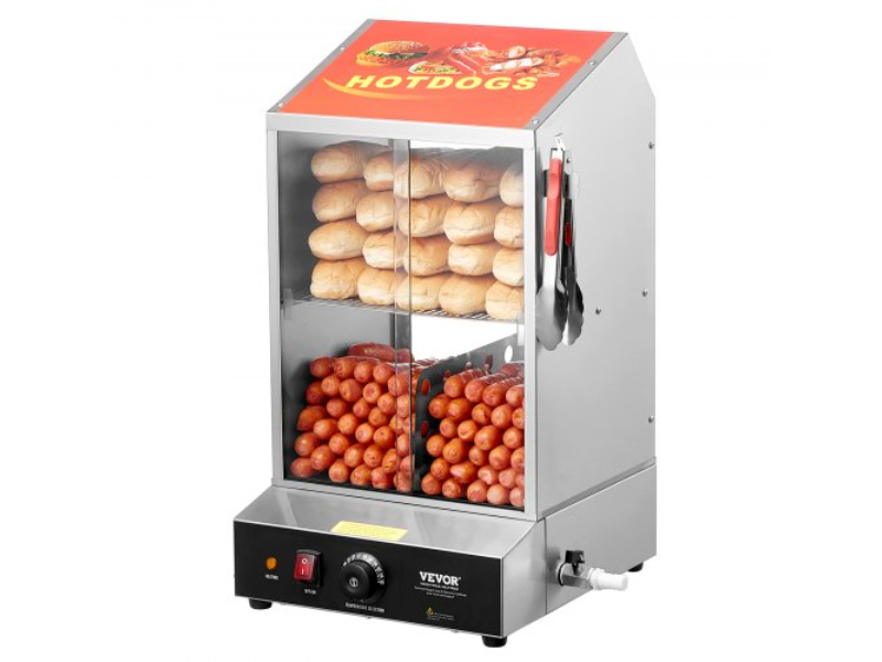 Picture of Vevor RGZSJ36L2C00OFLLXV1 39 qt. 2-Tier Electric Bun Warmer Commercial Hot Dog Steamer Slide Doors