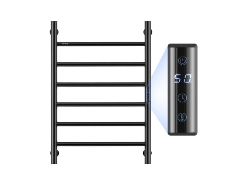 Picture of Vevor JRMJJBGS6GHSES5VGV1 6 Bars Heated Bar Rack No power Bathroom Wall Mounted Electric Drying Plug-In Towel Warmer&#44; Matte Black
