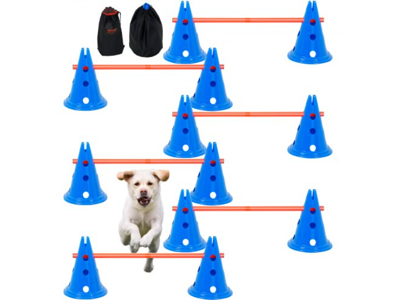 Picture of Vevor ZHKMJKCTJJCKKQOB3V0 12 x 6 Dog Hurdle Cone Set Kit Agility Rods with Bag - 6 Piece