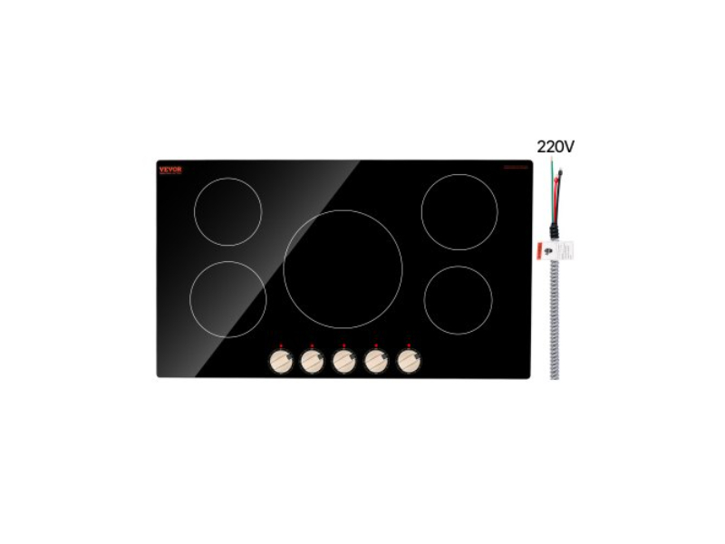 Picture of Vevor NQDCL5GXN920GASZ8V4 5 Burner 9200W Induction Cooktop Electric Countertop Knob Control
