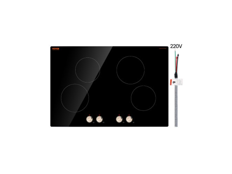 Picture of Vevor NQDCL4GXN600I3GTYV4 6600W 4 Burner Induction Cooktop Electric Countertop Knob Control