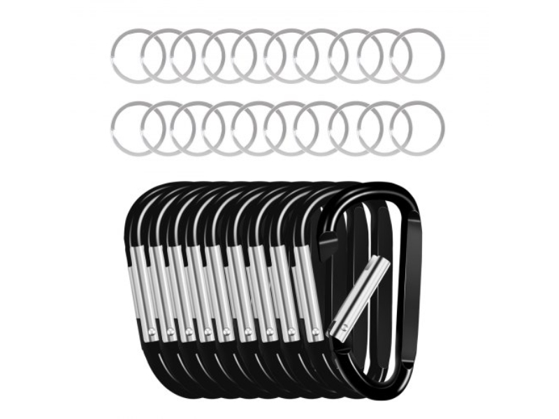 Picture of Vevor LZYCQDXDH10JNCMHNV0 Caribeaner Clip Spring Snap Hook Keyring Camping Sports Karabiner&#44; Black - 10 Piece