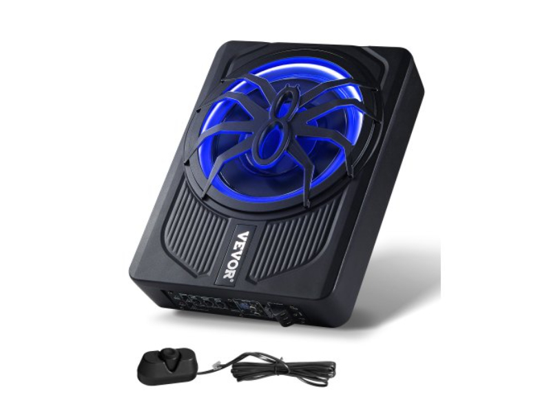 MCXAZQCZYXDY5AKALV9 10 in. 440W Under Seat Car with Ambient Light Subwoofer System, Blue