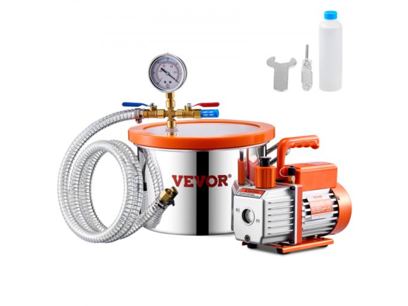Picture of Vevor ZKBZKTTZDJ141K08DV1 1.5 gal 3.5 CFM Vacuum Single Stage Pump Degassing Chamber Kit