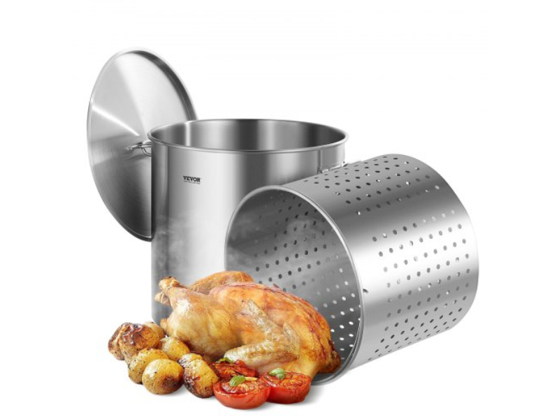 Picture of Vevor SYJHTG100QTLKZINFV0 100 qt. Stockpot Cooking Kitchen Sauce Pot with Basket Lid Handle&#44; Stainless Steel