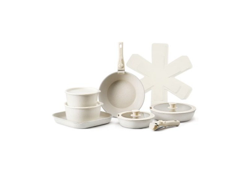 Picture of Vevor LGTZLGKCSB6GGB3OFV0 Pots & Pans Set Granite Nonstick Kitchen Cookware Induction&#44; White - 17 Piece