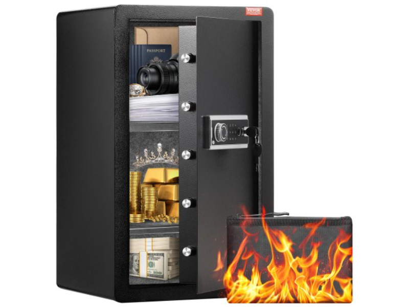 DMBXXLS3139C2FQ89V9 4.0 cu. ft. Single Door Safe Box with Key Lock Password & Fingerprint - Black