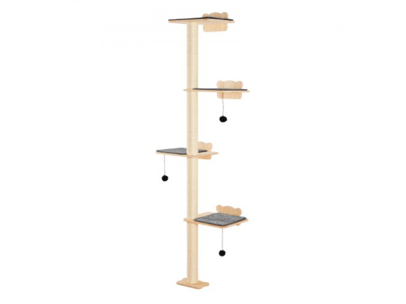 Picture of Vevor GDSBGSMPJSM64OE89V0 Wall Mounted Cat Shelves with Platform Tree Shaped Furniture Set - Natural