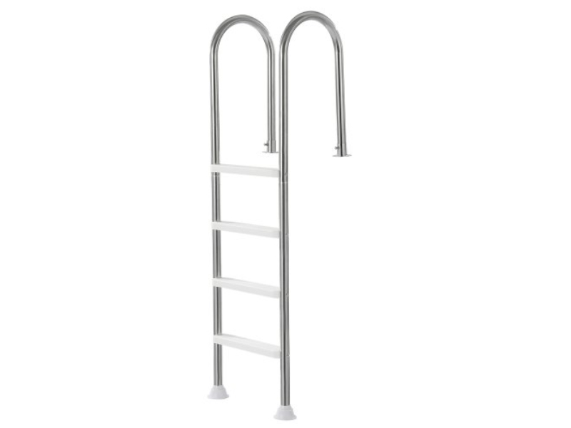 DXYCTTBGGBXGT35OAV0 54 in. 4-Step Stainless Steel 2 Handrail Loads 265 lbs Pool Ladder for Decked, Silver & White