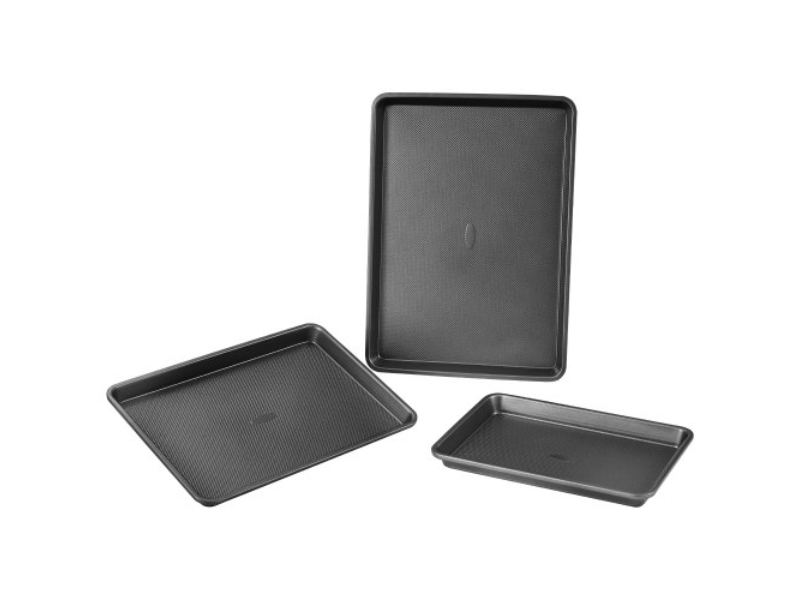 Picture of Vevor TGKPTZ3JHS00T7HSBV0 Baking Pan Nonstick Carbon Steel Bakeware Set with Silicone Handle, Black - 3 Piece