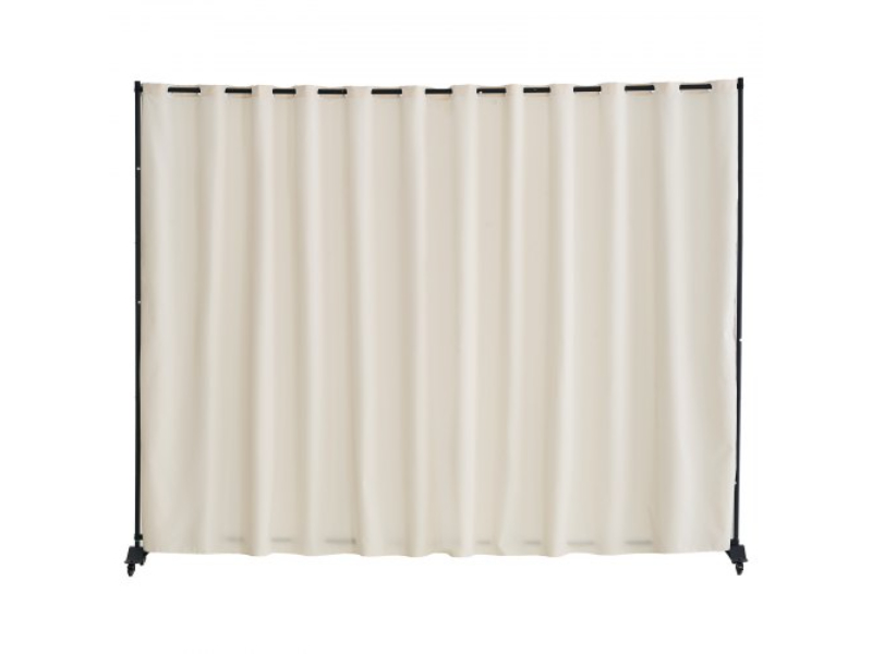 BLPF96120INCF33J1V0 96 x 120 in. Portable Panel Room Divider with Wheels Curtain Stand - Beige