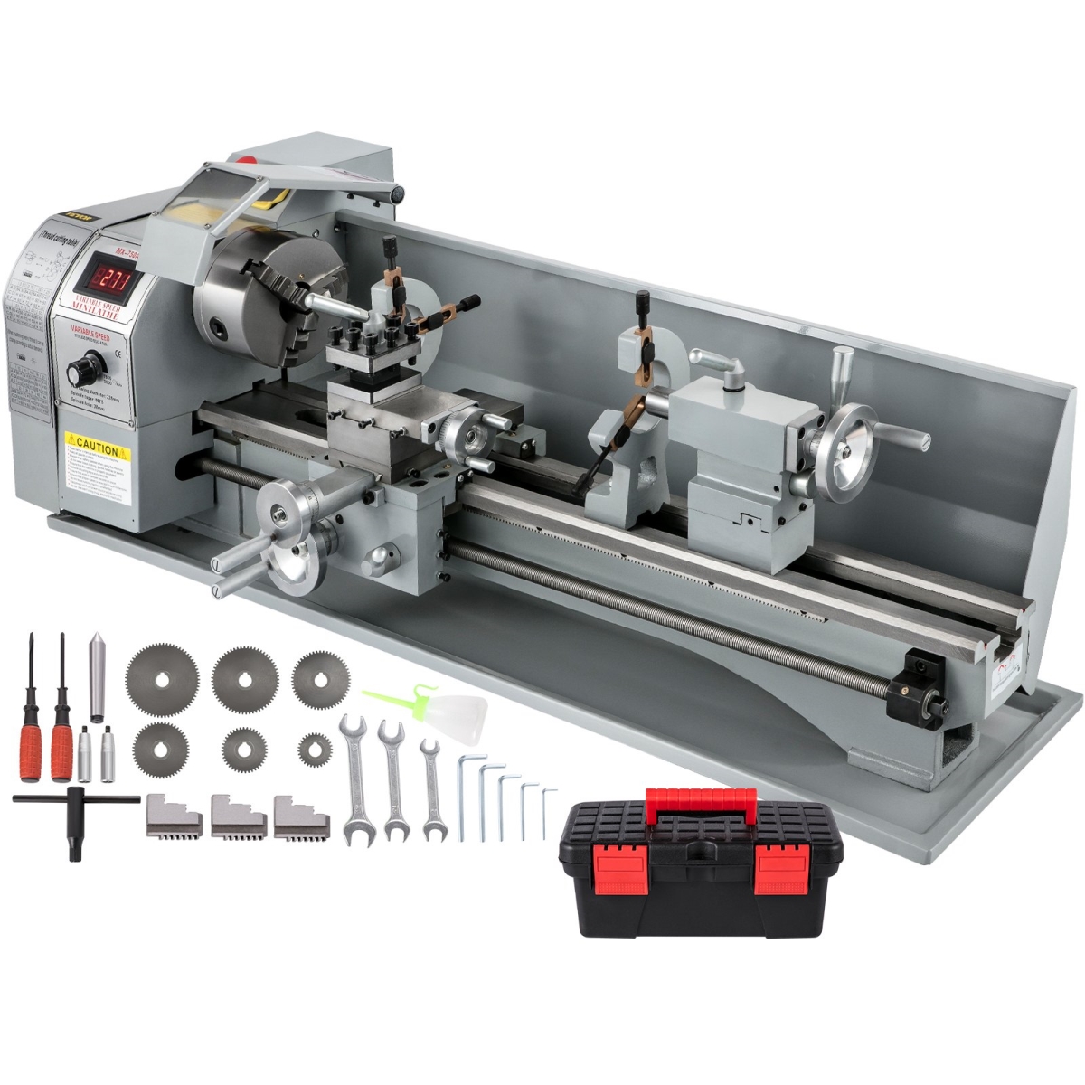 JSMNCC220X750-001V1 Metal Lathe 8.7 x 29.5 in. 220 x 750 mm Mini Metal Lathe 1100W Infinitely Variable Speed Mini Lathe Machine LED Screen -  Vevor