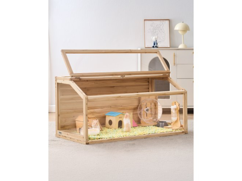 Picture of Vevor MZCSLYMS1C45VOP61V0 48 in. Wooden Hamster Habitat Mice Rodents Small Animals Cage - Clear