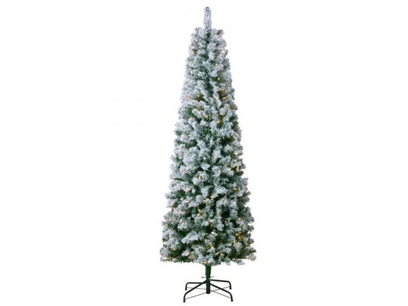 Picture of Vevor RZSDSZRQBSDS7VXXGV1 6.5 ft. Christmas Tree Prelit Flocked Xmas with 250 LED Lights 814 Tips&#44; Green & White