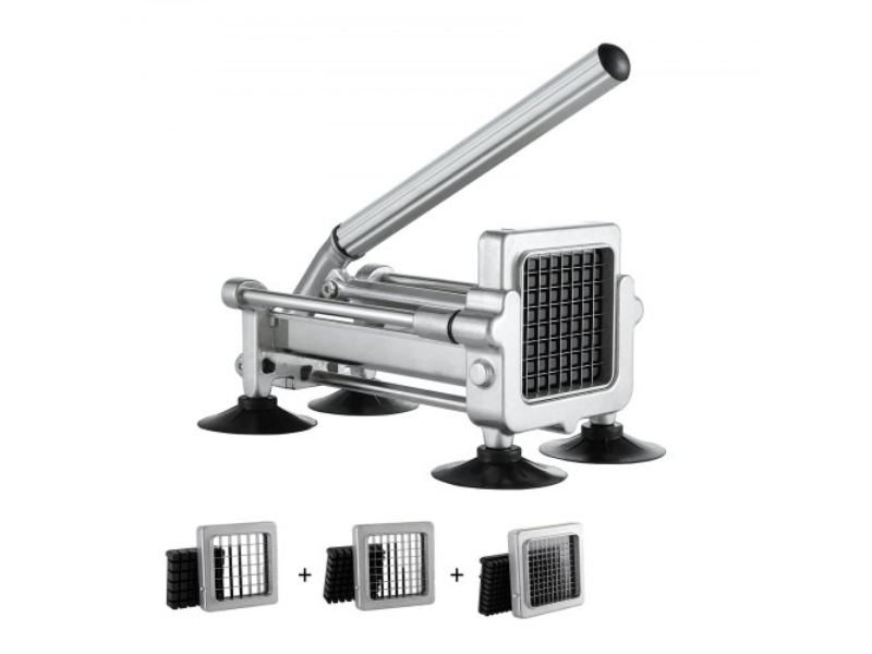 Picture of Vevor SYWSQSTJYJ12CIG4VV0 Stainless Steel French Fry Cutter Potato Vegetable Slicer Chopper 3 Blades, Silver