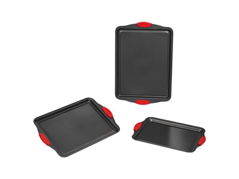 Picture of Vevor TGKPTZHS053JB2BFBV0 Non Stick Carbon Steel Bakeware Set with Silicone Handle, Charcoal Black - 3 Piece